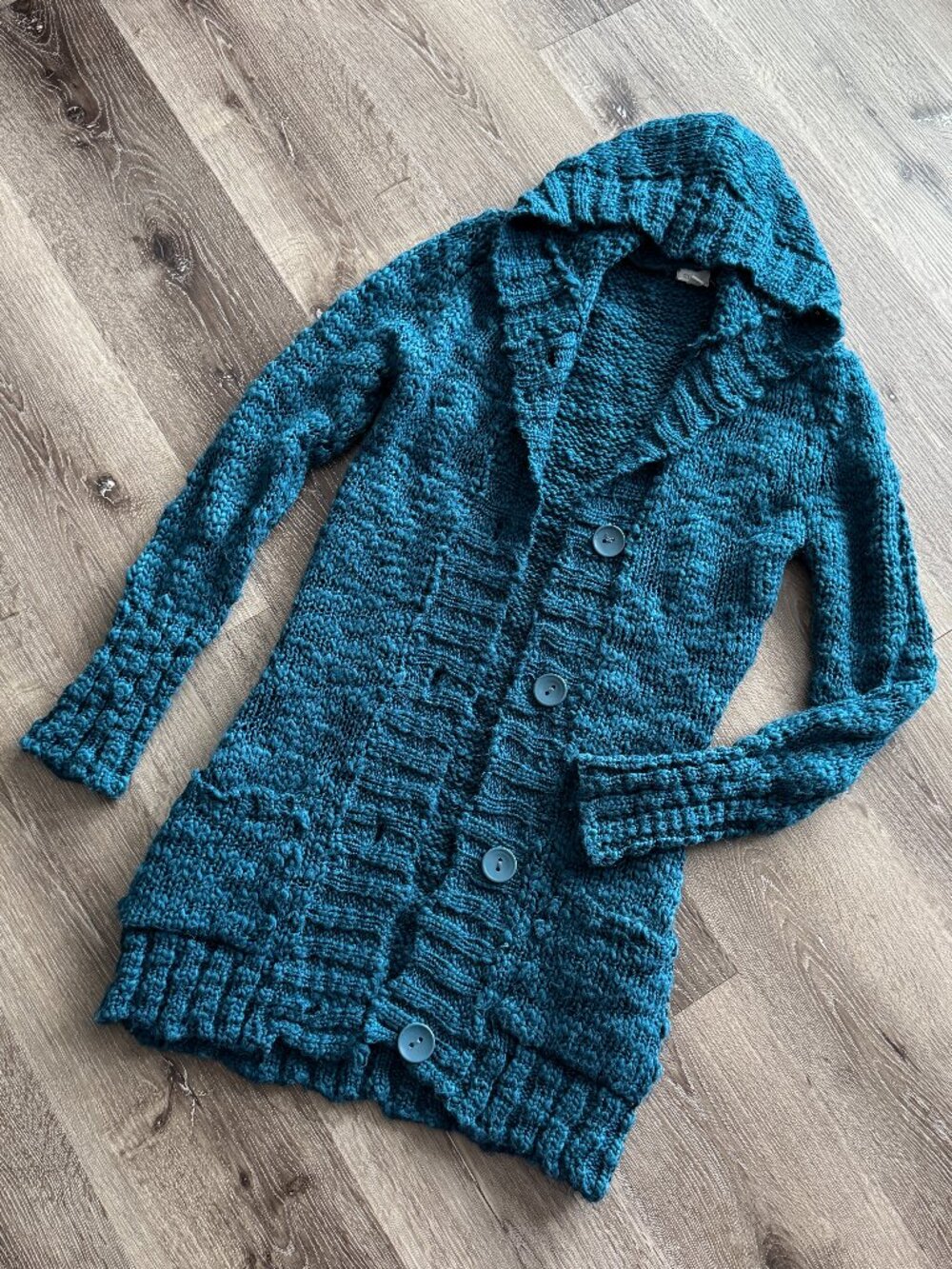 Vtg Y2K Suzy Shier long chunky knit hooded fairy grunge whimsigoth cardigan / M